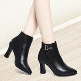 34-40 Size Spring Autumn Stiletto Thin Low Heels Pointed Toe Sexy Ankle Women Boots Wedding Shoes Woman Boots for