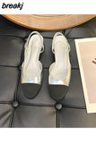 Mixed Color Slingback Sandals Women Elastic Band Back Strap Flats Mule New Brand Design Shoes Female Ballet Office