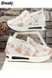 Women's Shoes on Sale 2023 New Women's Vulcanize Shoes Summer Lace Mesh Flower Women Shoes Round Head Thick Bottom Sports
