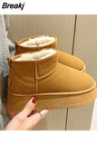Genuine Sheepskin Mini Snow Boots Women High Quality Luxury Boots Winter Women Boots Lining Ankle Warming Flats Botas