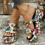 Printed Chunky Platform Slippers Women Summer 2023 Hollow Out Wedge Sandals Woman Thick Bottom Beach Sandalias Size