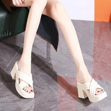 Women's Slippers High Heels Peep-toe Peep-heel Sandals 2023 New Summer Chunky Beach Fashion Casual High Heels Women