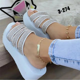 New Sandals Summer Shoes Woman Flip Flops Women Slippers Diamond High Heels Platform Shoes Comfortable Wedge Beach