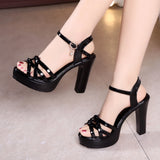 10Cm Waterproof Platform Large-Size Sandals Women Large-Size High Heels Sexy Thin Fish Mouth High-Heeled