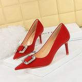 Breakj 6 Fashion Banquet Women's Shoes Heel High Heel Shallow Pointed Water Diamond Buckle Single Shoes High Heels