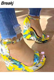 Girl Summer Design Party Women Shoes High Heels Buckle Ankle Strap Sandals Women Flower Open Toe