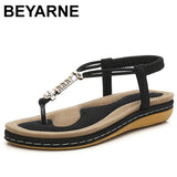Size 36-42Sandals Women Summer New Fashion Flat Shoes Solid Color Elastic Band Rome Sandals Rhinestones