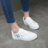 Fashion Embroider Breathble Vulcanized Shoes Women Sneakers Pu Leather Platform Shoes Women Lace Up Casual Shoes