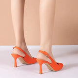 Womens High Heels Slingback Pumps Sexy Pointed Toe Stiletto Heel Sandals Women Summer 2023 Buckle Prom Dress Shoes Plus Size