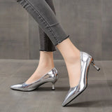 For Women 2023 6.5cm Heels Women Pumps Shoes Pointed Toe Bling Gold PU Sexy Wedding Party Office Shoes Woman Big Size