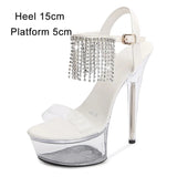 women shoes summer sandals gladiator heels Pole Dance High-heeled Sandals Clear High Heels Platform Diamonds Sandals