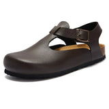 Summer Women Gladiator Cork Sandals Fashion Casual Buckle Strap Closed Toe PU Leather Sandal