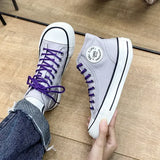 Women's Canvas Shoes 2024 Spring Lace Up Round Toe Causal Flat Shoes Student Sneakers Girls Skateboard Vulcanized Tennis