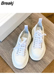 New Autumn Sports Female Heightening Vulcanized Shoes Thick-soled Tennis Platform Canvas White Sneakers Women Luxury
