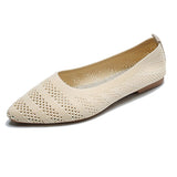 Fashion Slip on Mesh Loafers Breathable Stretch Ballet Shallow Flat Elegant Women Soft Bottom Pointed Toe Boat Shoes