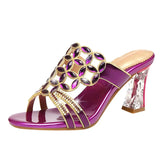 Women's sandals fashion new slippers women's sandals leather slippers thick heel diamond large size sandals
