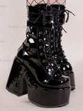 Design Cool Block Great Quality Gothic Style Woman Boots Fashion Chunky Platform Cosy Woman Shoes Ankle Boots Big Size
