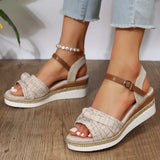 Breakj Summer Slope Sandals Large-Size Slope Heded Fish-Mouthed Sandals Women's Shoes Wearing Beach