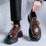 Breakj 2024 New Platform Derby Shoes Block Casual Shoes British Port Wind Leather Shoes Niche Fashion Premium