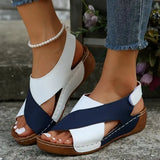 Breakj And Autumn 2024 New Flat Bottom Slope And Fish Mouth Sandals Women Large Thick Bottom Hollow Beach