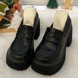 New Anti-skid Casual Thick Heel Slip-on Shoe Black Thick Heel Women's High Heels Lolita Style Sexy Women's Office