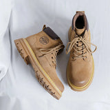 Breakj 2023 Spring And Autumn New Platform Men's Big Head British Style Ankle Boots Help Big Yellow Boot