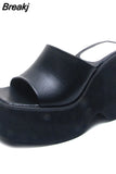 Minimalist Wedge Mules Sandals 2023 Spring Summer Shoes Walking Comfy Great Quality Dropship Women Shoes Mules