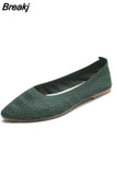 Fashion Slip on Mesh Loafers Breathable Stretch Ballet Shallow Flat Elegant Women Soft Bottom Pointed Toe Boat Shoes