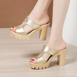 Slippers Women's Summer 2023 New Fishmouth Sandals, Thick Heels, Waterproof Platform, Large Size