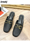 Women Summer Flip Flops Chain Square Toe Slippers Sandals Shoes Woman Casual Slides Mules Babouche Slippers Shoes