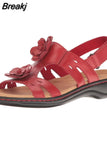 Summer Women Sandals New Hollow Out Wedge Flowers Casual Sandalias Retro Platform Ladies Comfortable Plus Size