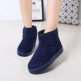 Women's Short-Tube Snow Boot Plush Warm Women Shoes Suede Round-Toe Flat Heel Ankle Boots botines mujer 2021