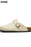 2023 New Buckle Cork Slipper Casual Women Solid Color Beach Outside Non-slip Closed Toe