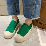 Soled Canvas Loafer Shoes for Women's Design Sense Board Shoes Biscuit Shoes Color Matching Slip on Flats Casual