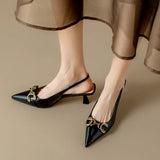 Size 33-41 High Heels Sandals For Women Genuine Leather Pointed Toe Heel Shoes Woman Summer 2023 Backless Pump