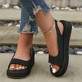 PU Leather Platform Sandals Women Casual Back Strap Flat Sandals Woman 2023 Summer Open Toe Non Slip Beach Shoes Plus