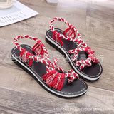 Size Summer Beach Sandals Women Clip Toe Rope Knot Flat Slippers