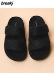 New Summer Women Beach Outside Platform Slippers Med Heel Casual Hook Loop Non-slip Outdoor Slide