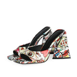 High Heel Sandals Women's Slides Open Toe Thick-Soled Ladies Slippers Party Mules Shoes Women Shoes High Heels
