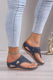 Summer New Herringbone Trailer Stitching, Sloping Heels, Thick Soles, Foot Clips, Hollowed-Out New