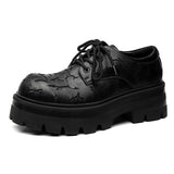 Breakj 2023 New Men's Leather British Platform Casual Derby Shoes Full Wear Crack Low Top