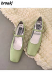 New Spring Summer Shoes Women Flat Heels Square Toe Mary Jane Ballet Flats Rainbow Candy Color Ballerina Soft Casual