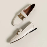 for Women 2022 Women's Loafers Kid Suede Cowhide Female Flat Shoes Metal Buckle Moccasins Casual Mocasines