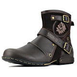 Knight Boots Men's Autumn Large Size Ankle Boots Round Head Metal Buckle Hiking Desert Western Boots Botas