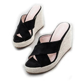 Women wedges sandals summer 2021 slipper slides outdoor espadrilles casual platform beach sandals weave hemp