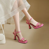 Breakj Summer Thick-Soled Women's Shoes With Fashion Square High Heels Coarse Heel Waterproof Table Barbie Powder Sandals
