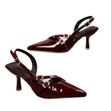 Breakj Spring New French Pointed Head Sandals Women Fine Heel Belt Buckle Fairy Wind Low Heel Single