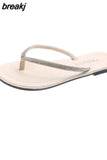 Summer Flip Flops Crystal Slippers Flat Sandals Beach Outdoor Casual Slippers Female Non-slip Flip