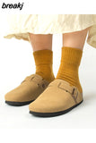 2023 New Buckle Cork Slipper Casual Women Solid Color Beach Outside Non-slip Closed Toe