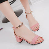 String Bead Summer Women Sandals Open Toe shoes Women's Sandles Square heel Women Shoes Korean Style Gladiator Shoes